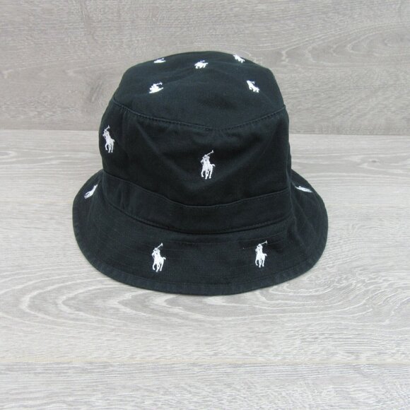 Polo Ralph Lauren Embroidered Pony Bucket Hat Adult Size S/M Black White NEW - Picture 4 of 10